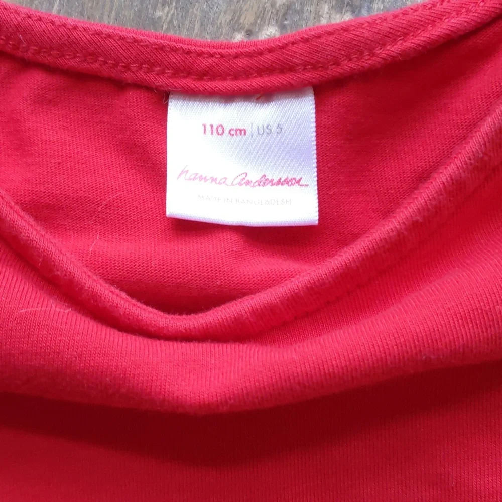 Size 5 Hanna Andersson red deer cotton long sleeve dress with pockets
